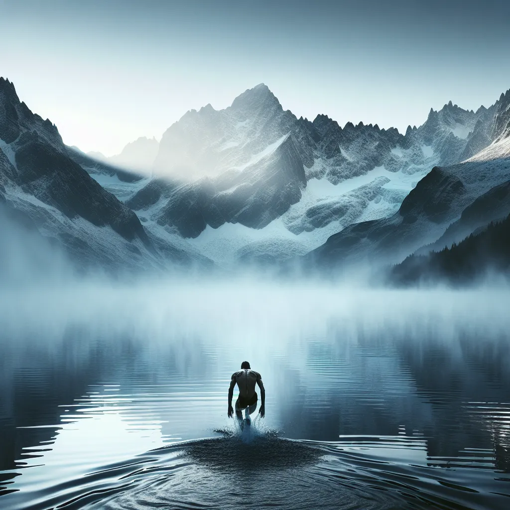 Cold Water Swimming in Alpine Lake