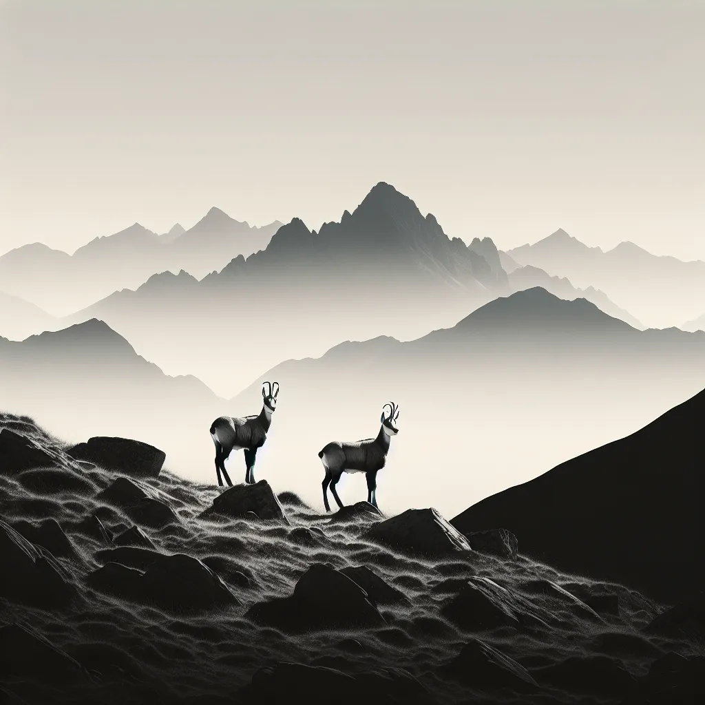 Isards sur une pente rocheuse